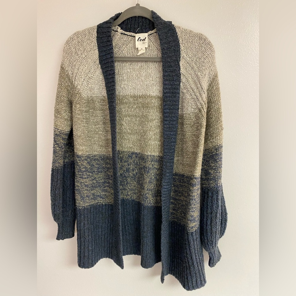 Led multi-colored striped knit cardigan